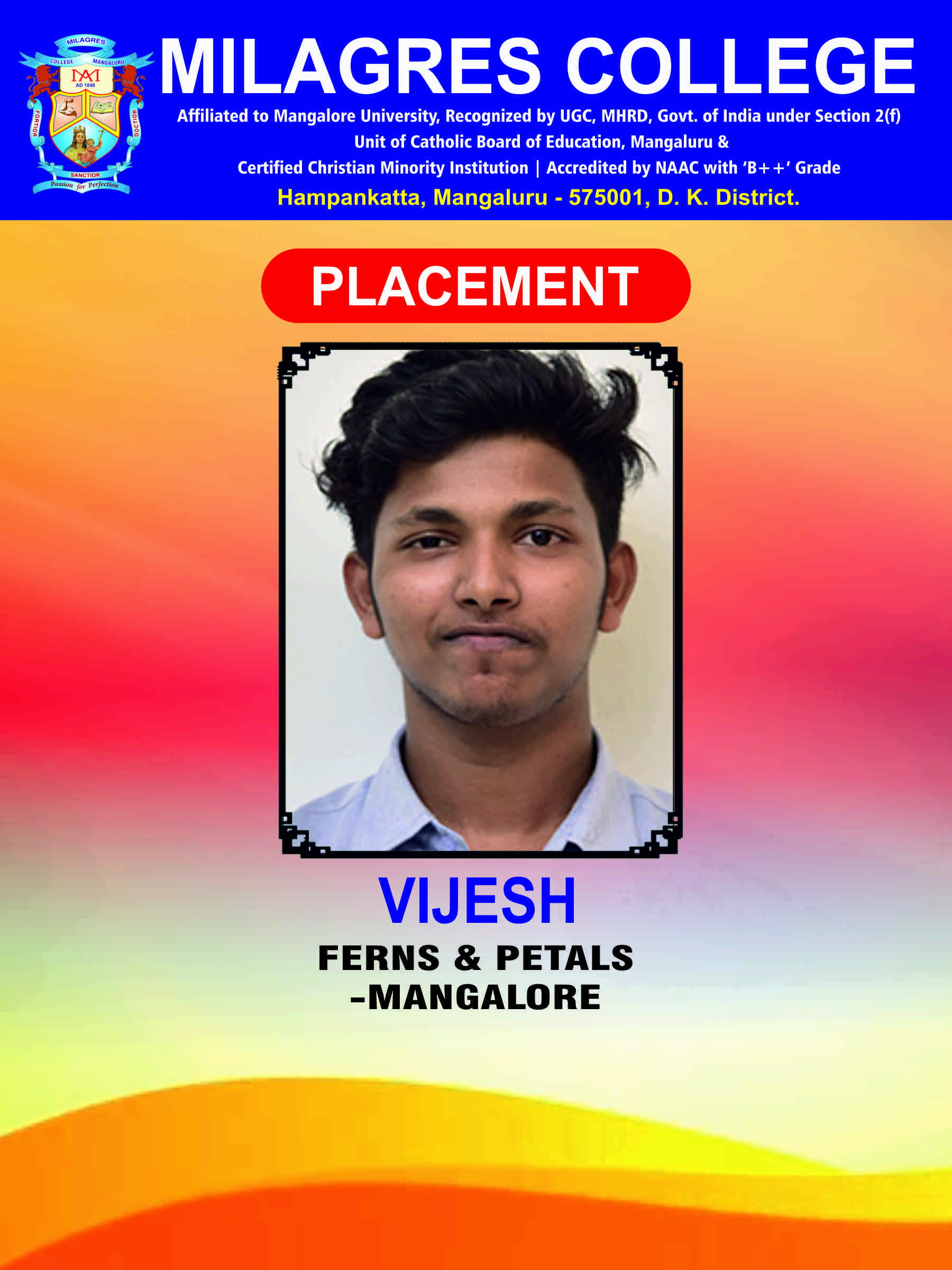 Successfully placed student